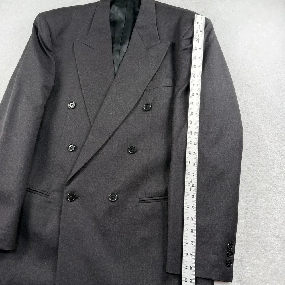 Vtg Vito Rufolo TESSE Super 100s Suit 42L 34x32 Charcoal Double Breasted Peak